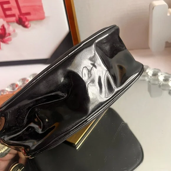 Giorgio Armani Black with Gold Accents wristlet or cosmetics bag - Picture 4 of 12